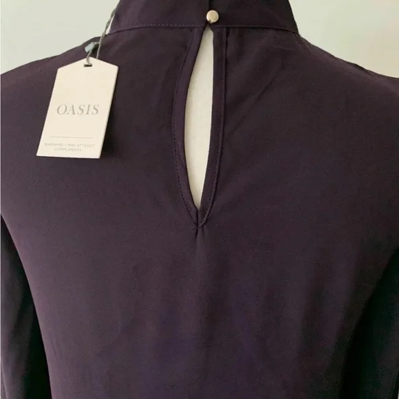OASIS Purple Choker Neck Keyhole Blouse Long Sleeve Available Size 10 - Picture 7 of 7